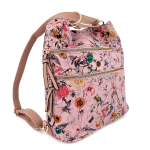 2 в 1 - Дамска чанта и раница с принт на цветя Аrdea - фуксия 