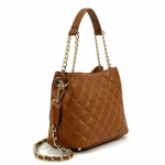 Луксозна дамска чанта от естествена кожа Cremona - керемидено кафява 