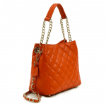 Луксозна дамска чанта от естествена кожа Cremona - керемидено кафява 