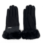 Дамски ръкавици с пух - тъмно кафеви