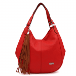 Дамска чанта тип торба с 2 големи отделения - червена