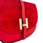 Чанта за през рамо от естествена кожа и велур Andrea - червена