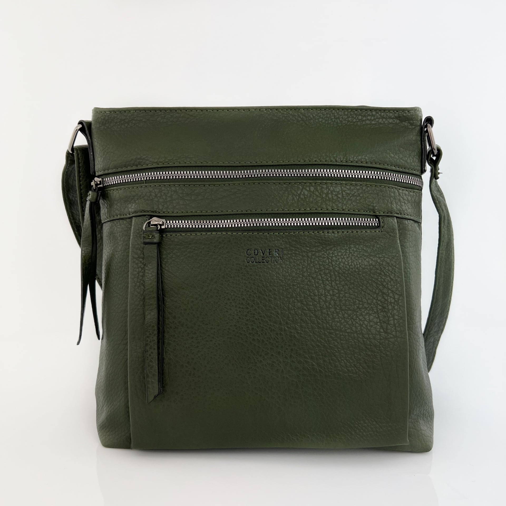 Дамска чанта за през рамо - маслено зелена  