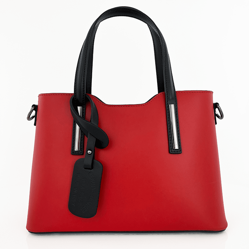 Дамска чанта от естествена кожа Allegra - червена