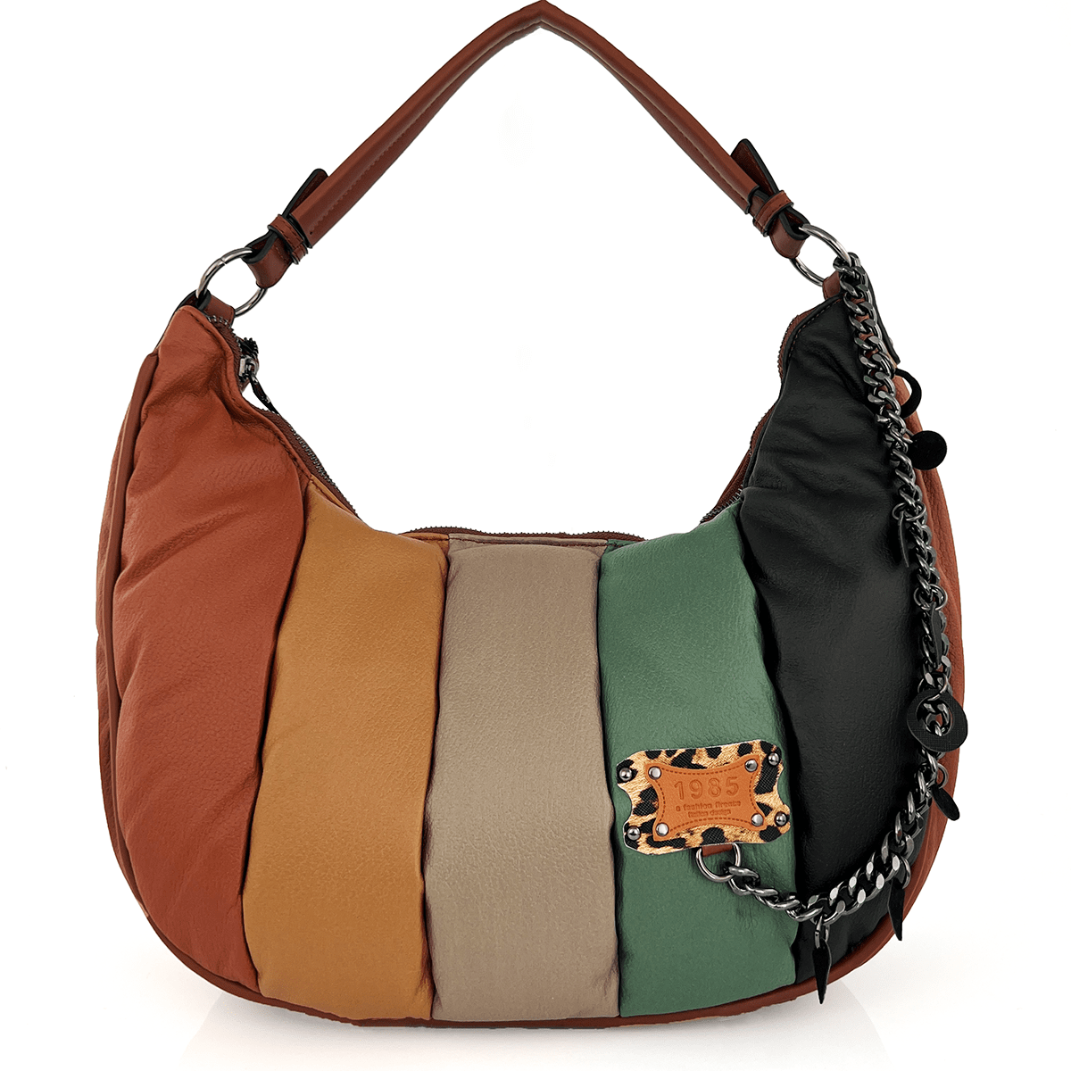 Удобна и практична дамска чанта - керемидено кафява 