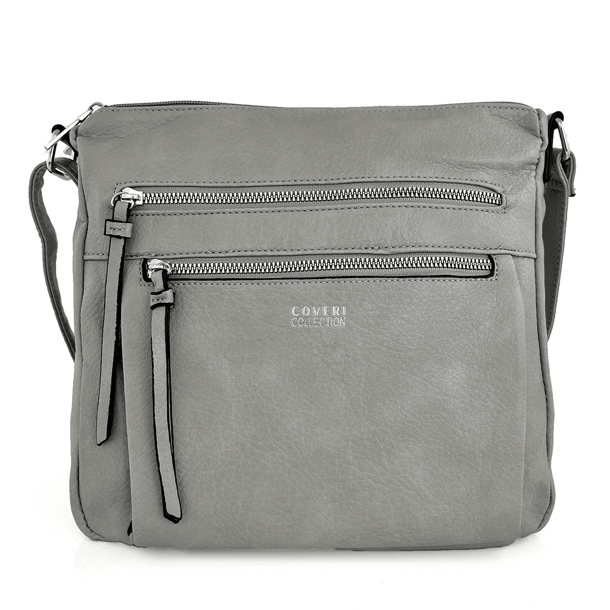Чанта за през рамо с 2 големи отделения - светло сива