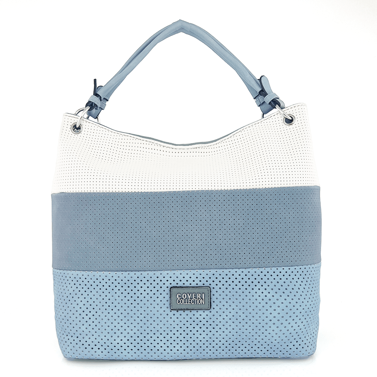 Голяма дамска чанта тип торба - светло синя 
