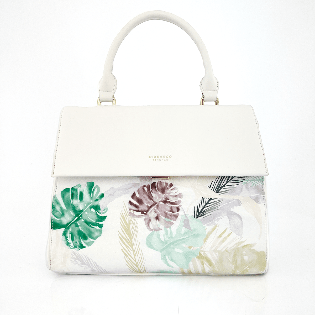 Diana & Co - Дамска чанта с флорален принт - бяла