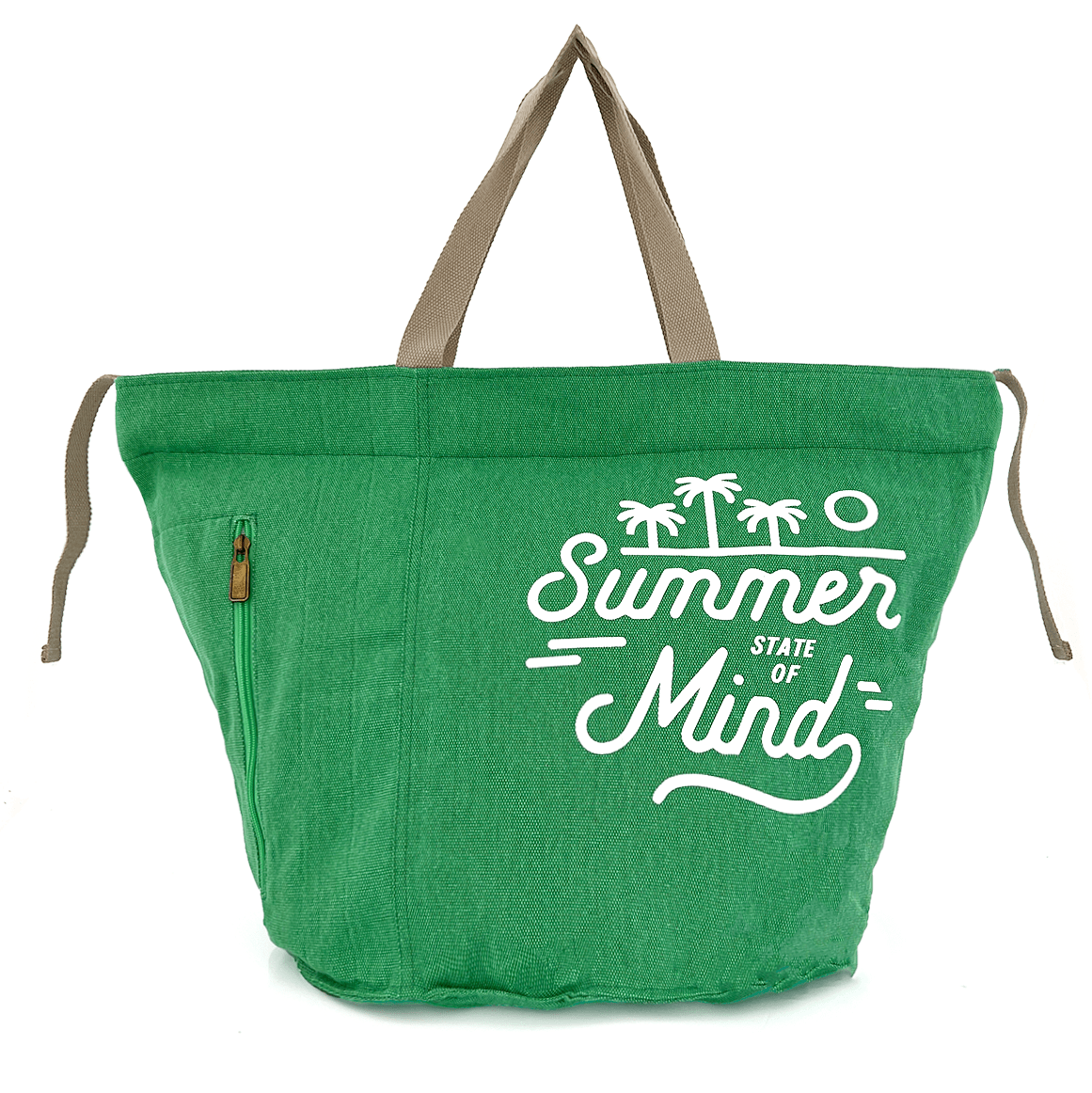 Голяма плажна чанта - зелена