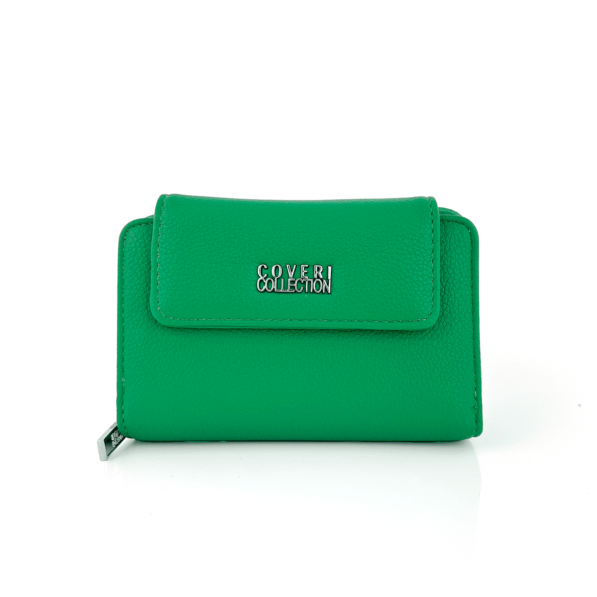 Дамско портмоне с много прегради и джобове - зелено