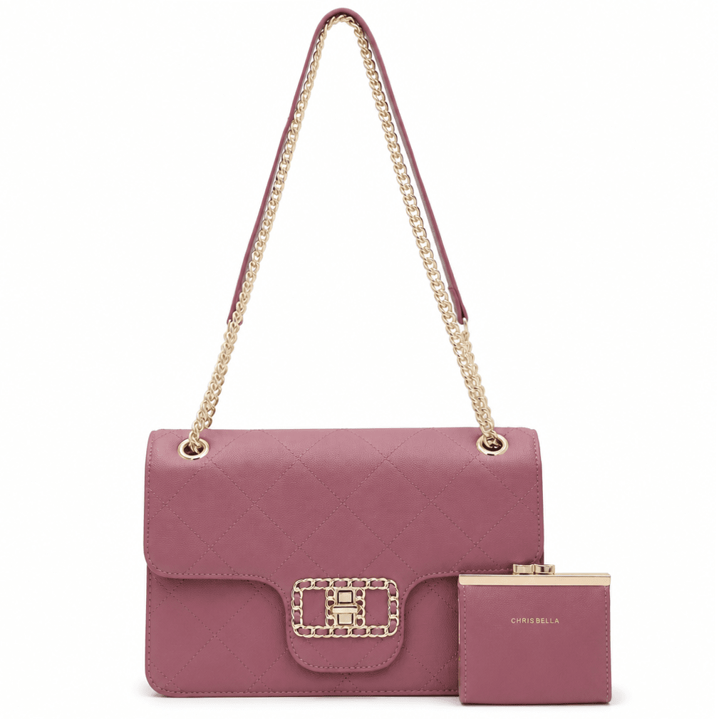 Chris Bella - Комплект дамска чанта + портмоне - пепел от рози