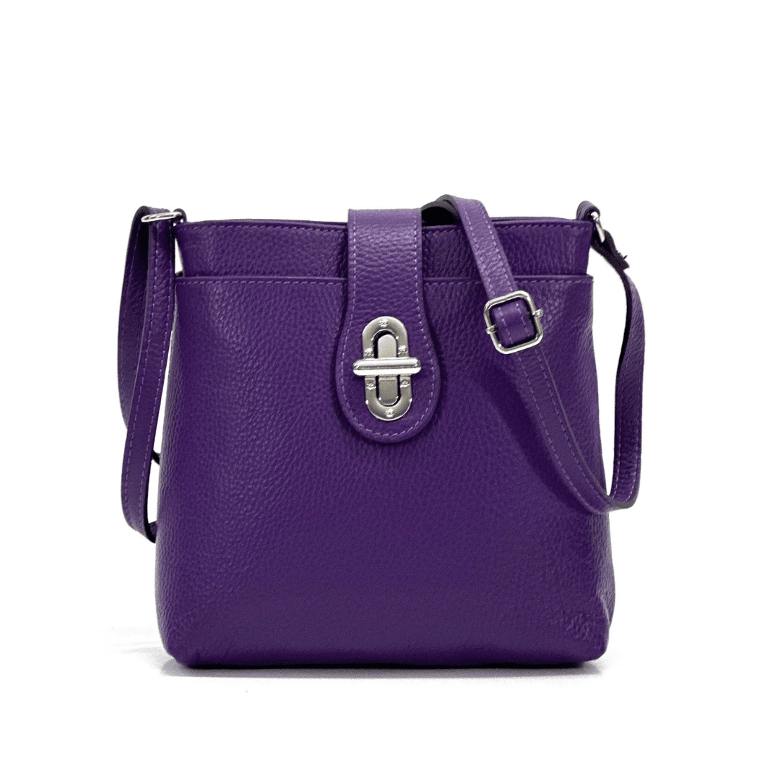 Чанта за през рамо от естествена кожа Andria - лилава 