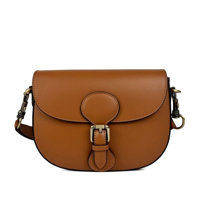 Чанта за през рамо от естествена кожа Ramona - керемидено кафява 