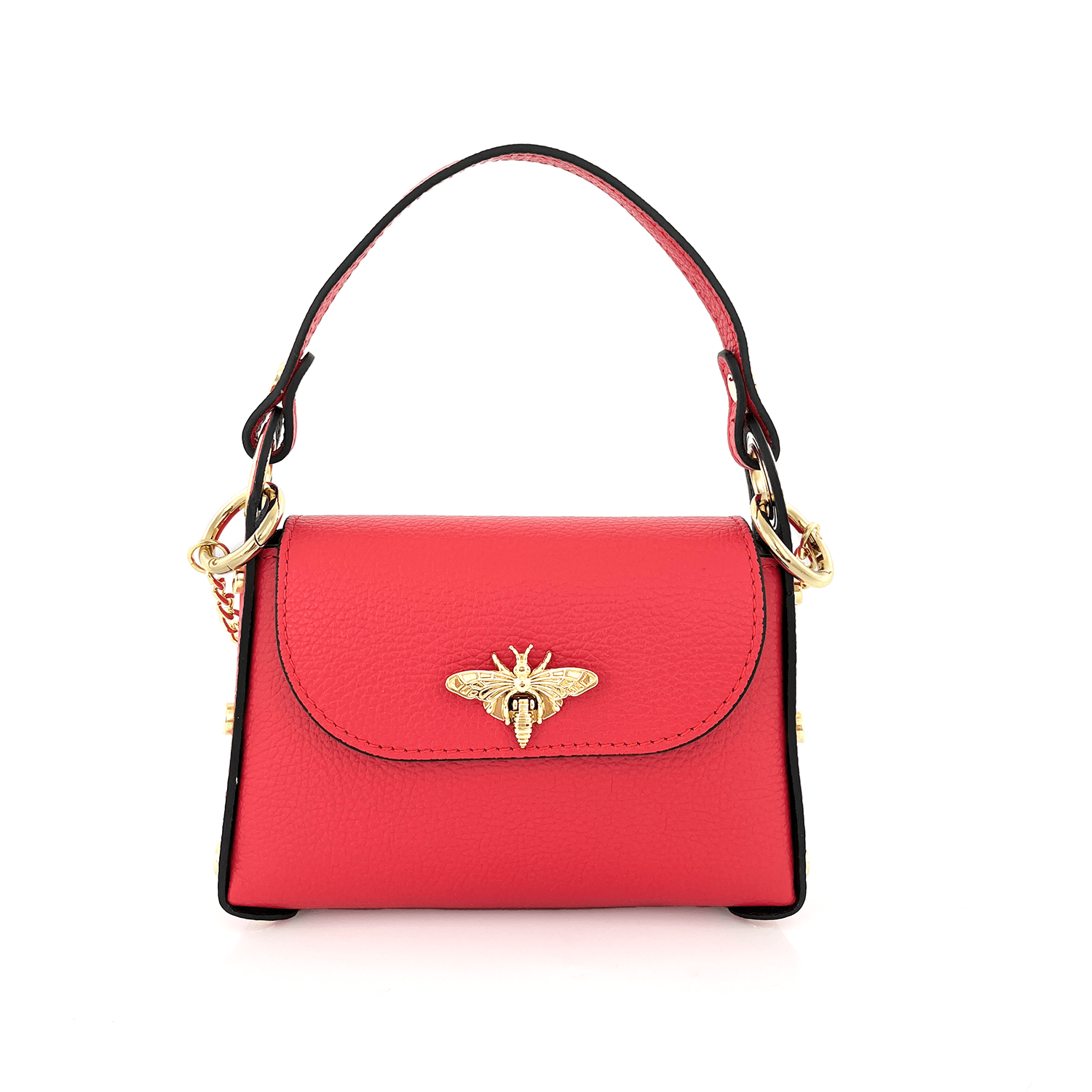 Дамска чантичка с 2 дръжки от естествена кожа Alena  - светло червена