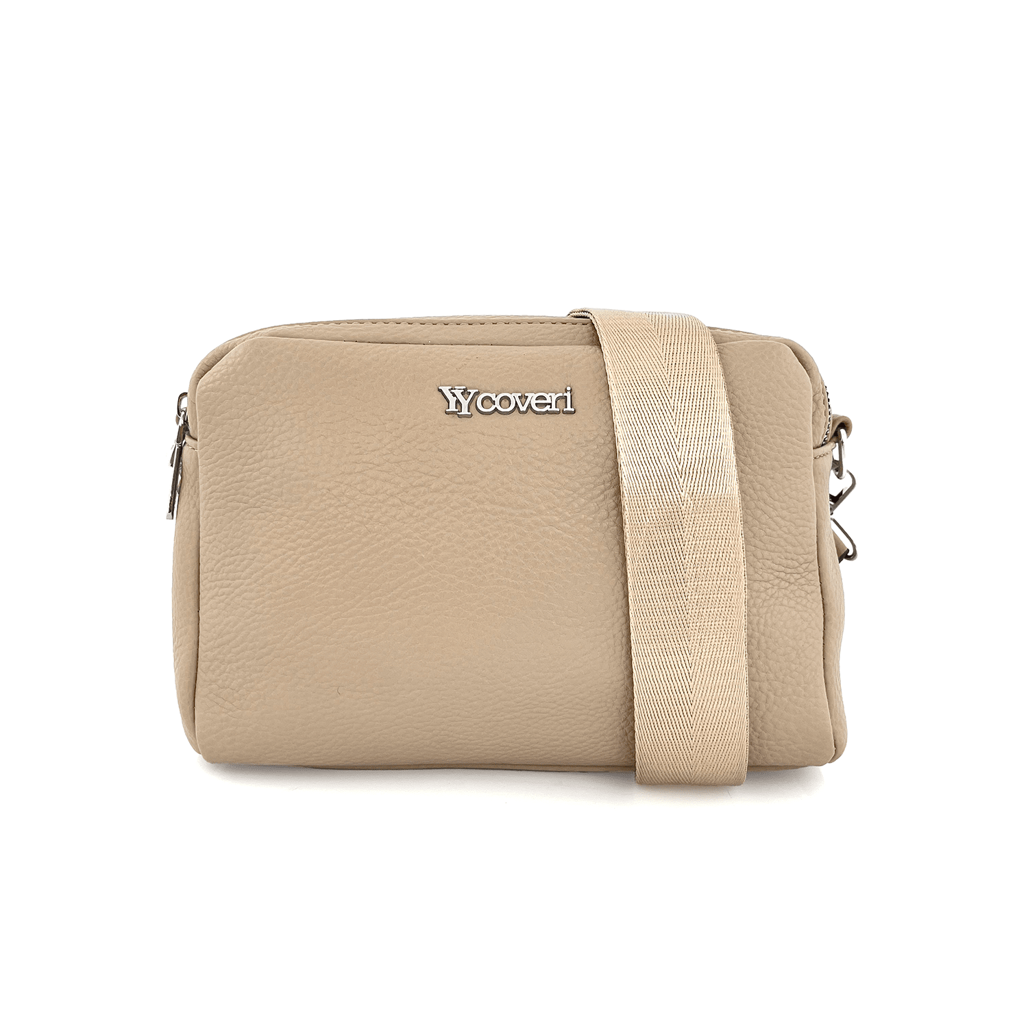 Дамска чантичка за през рамо + подарък портмоне - светло кафява