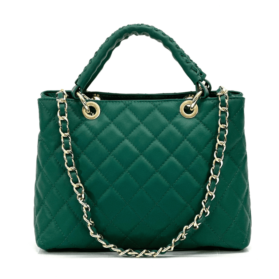 Дамска чанта от естествена кожа Francesca - зелена