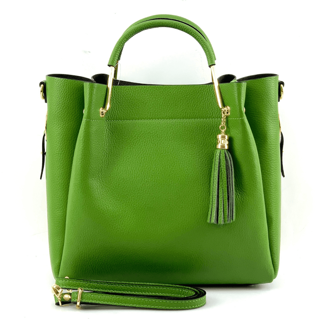 Дамска  чанта от естествена кожа Chloe - светло зелена 