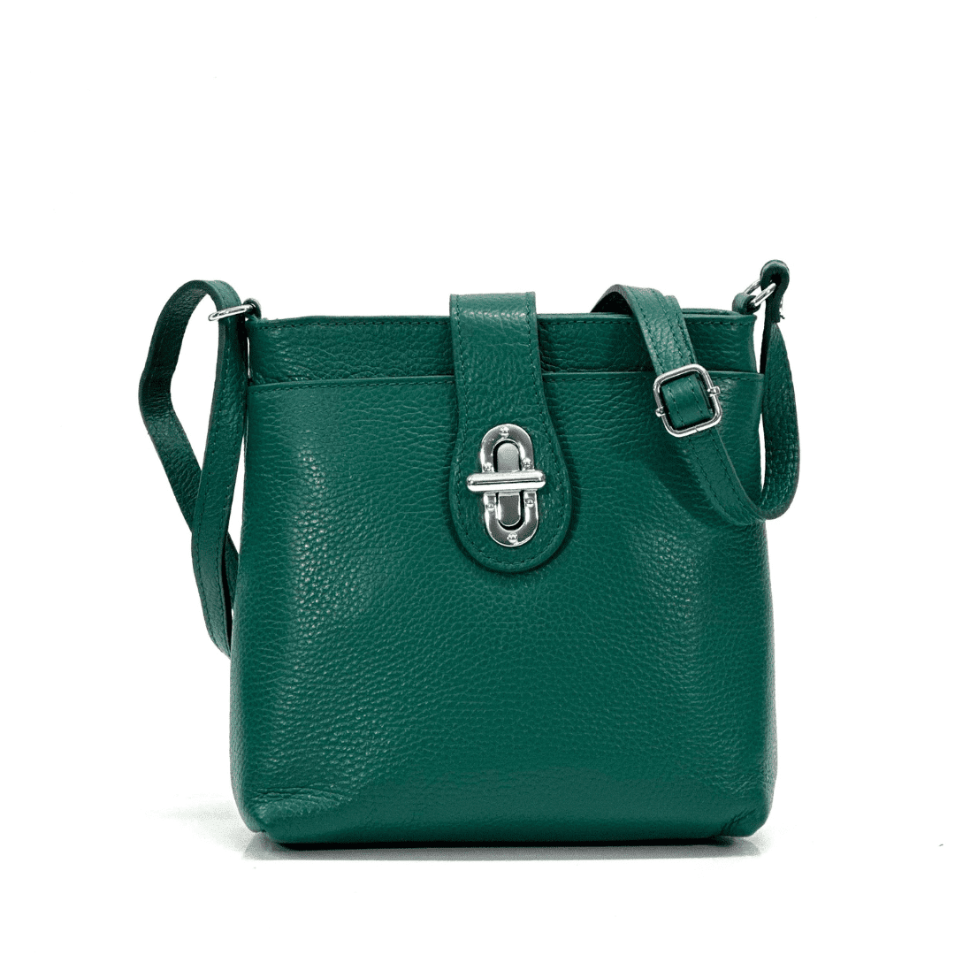 Чанта за през рамо от естествена кожа Andria - зелена 