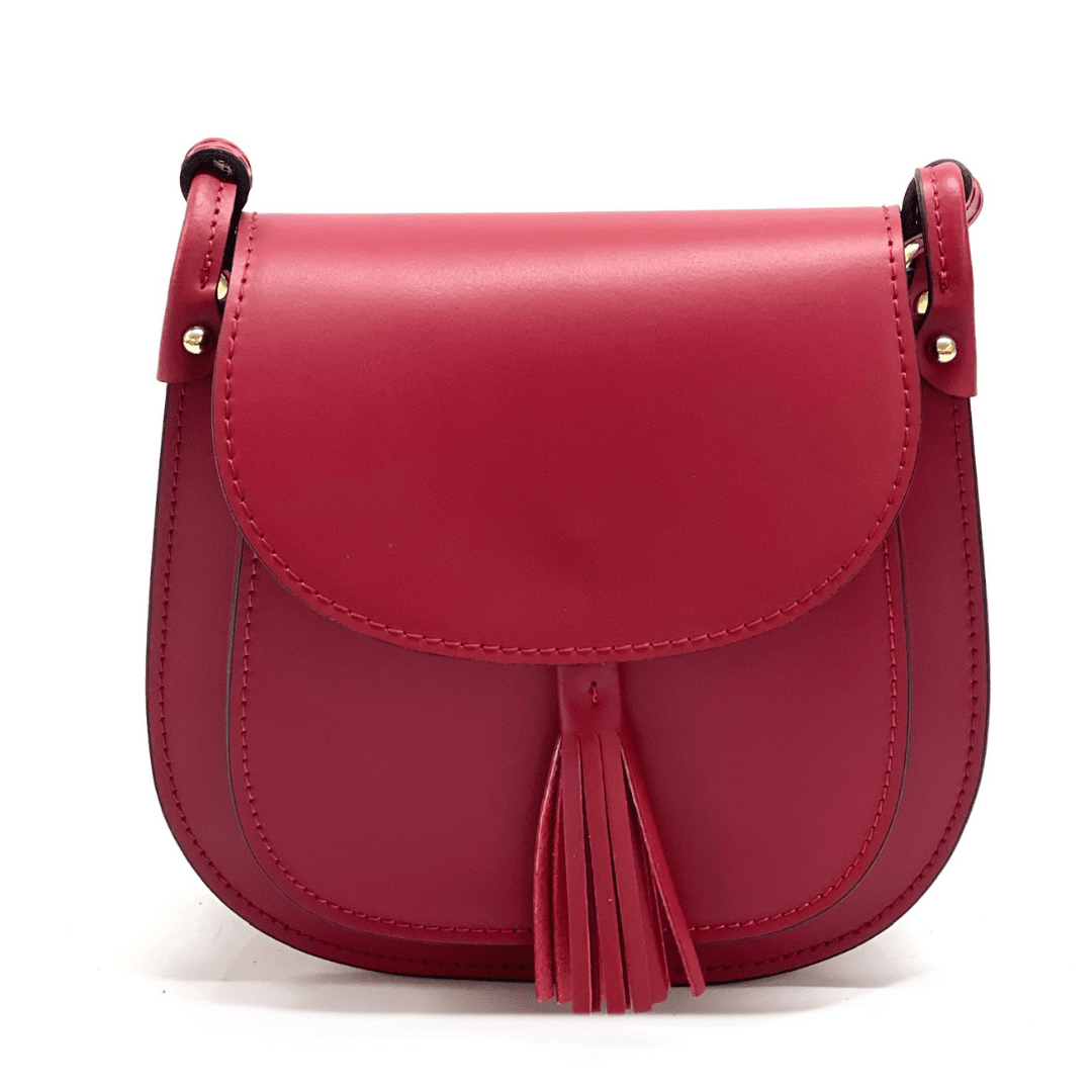 Чанта за през рамо от естествена кожа Аdelia - червена