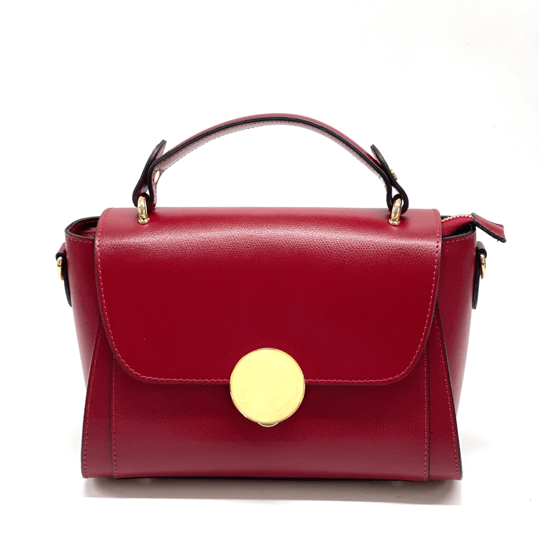 Луксозна чанта от естествена кожа Belissima - бордо