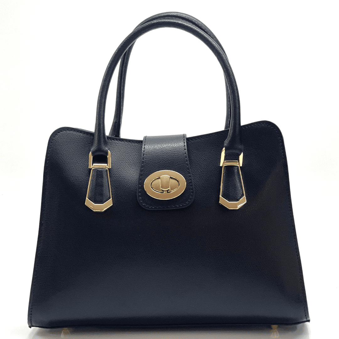 Луксозна чанта от естествена кожа Madelin - черна