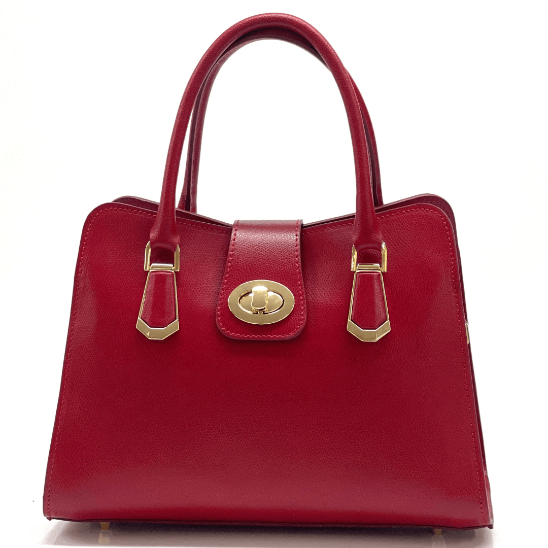 Луксозна чанта от естествена кожа Madelin - червена