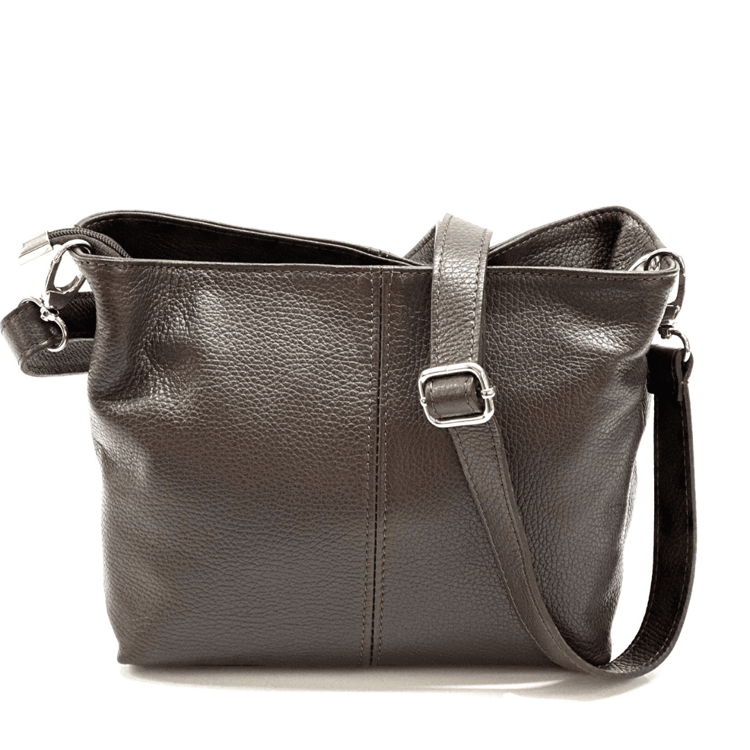 Дамска чантa за през рамо - тъмно кафява