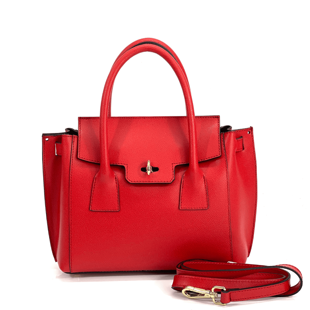 Бутикова чанта от естествена кожа Venelia - червена