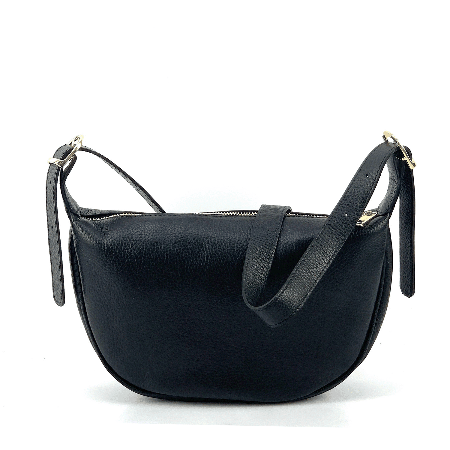 Чанта за през рамо от естествена кожа Malika - черна