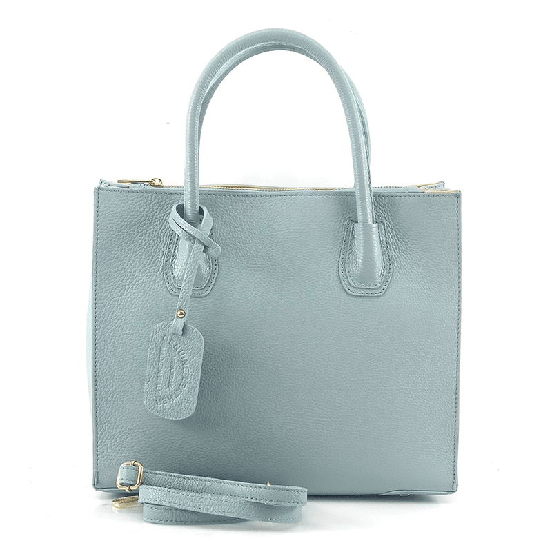 Елегантна чанта от естествена кожа Bianca - светло синя 