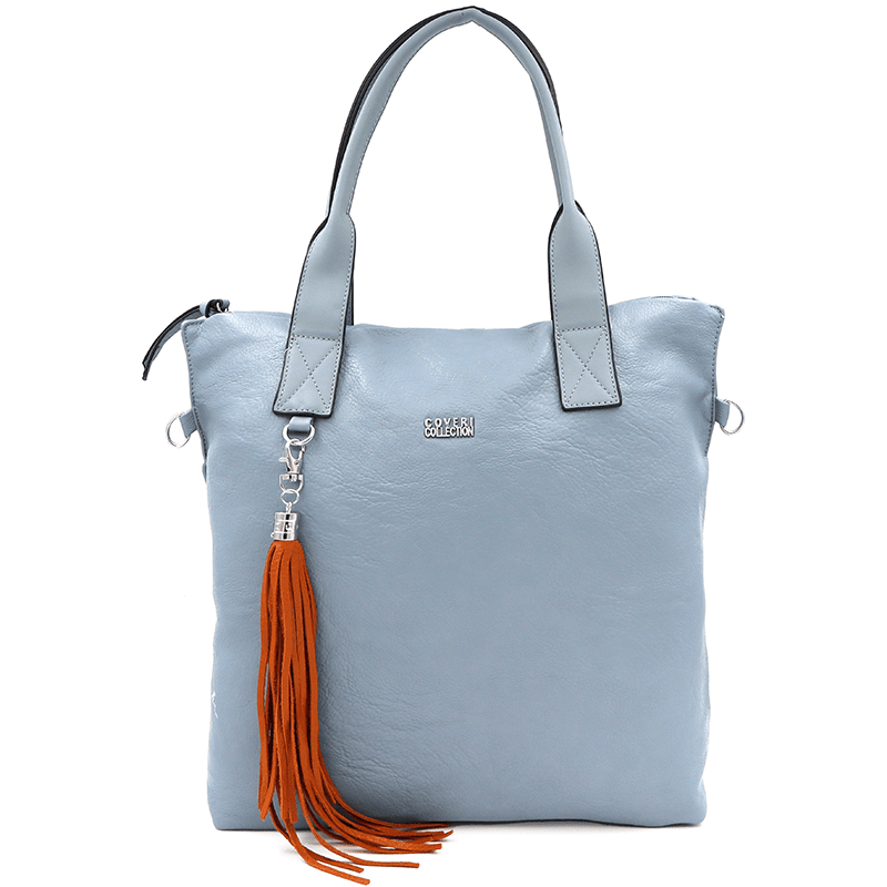 Дамска чанта тип торба - светло синя 