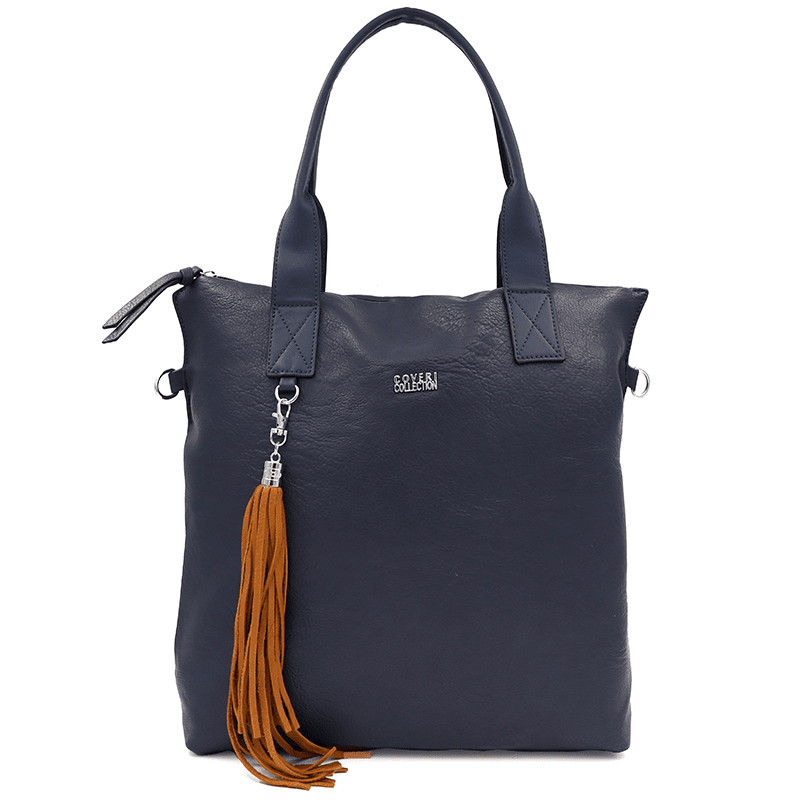 Дамска чанта тип торба - тъмно синя
