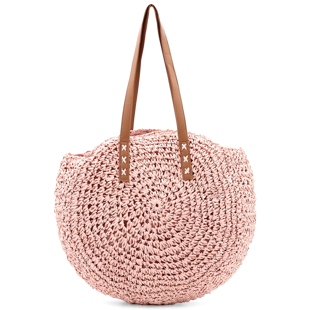 Голяма чанта от рафия Boho - пепел от рози