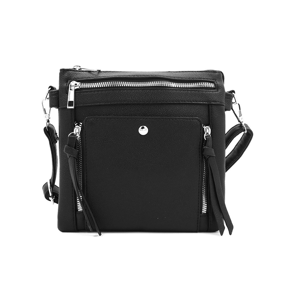 Дамска чанта за през рамо с 3 отделения Polina - черна