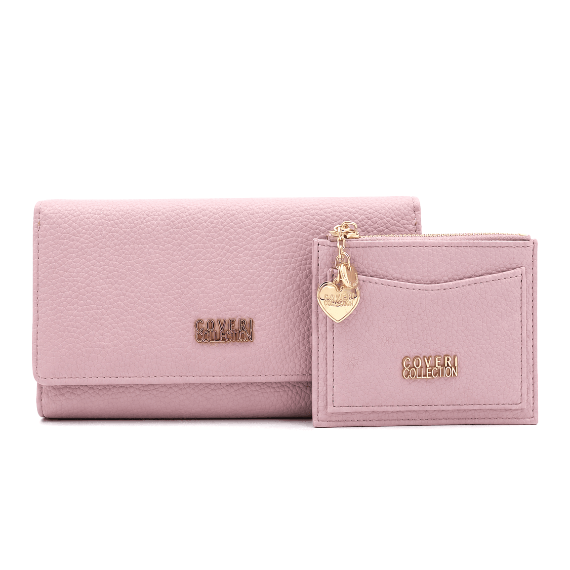 КОМПЛЕКТ от дамско портмоне и кардхолдър - розов