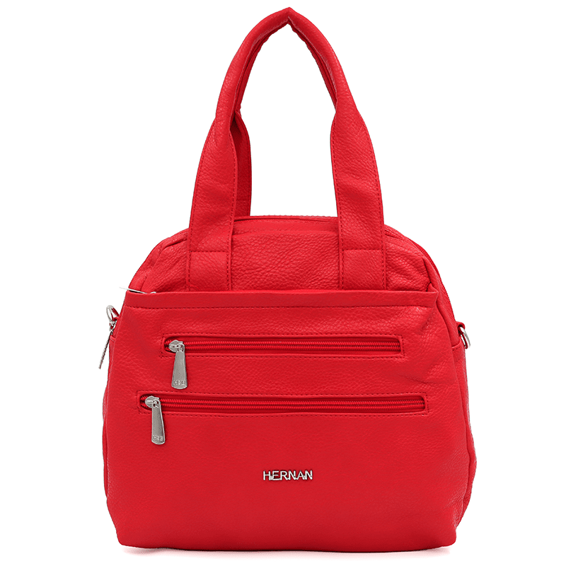 Дамска чанта с 2 отделения и много джобове  - червена