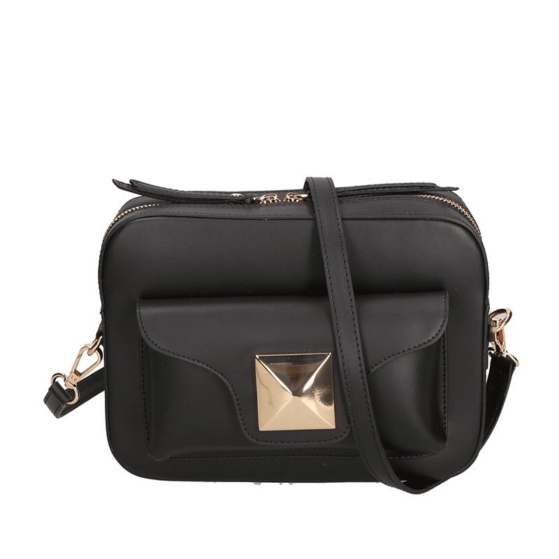 Чанта за през рамо от естествена кожа Valentinia - черна