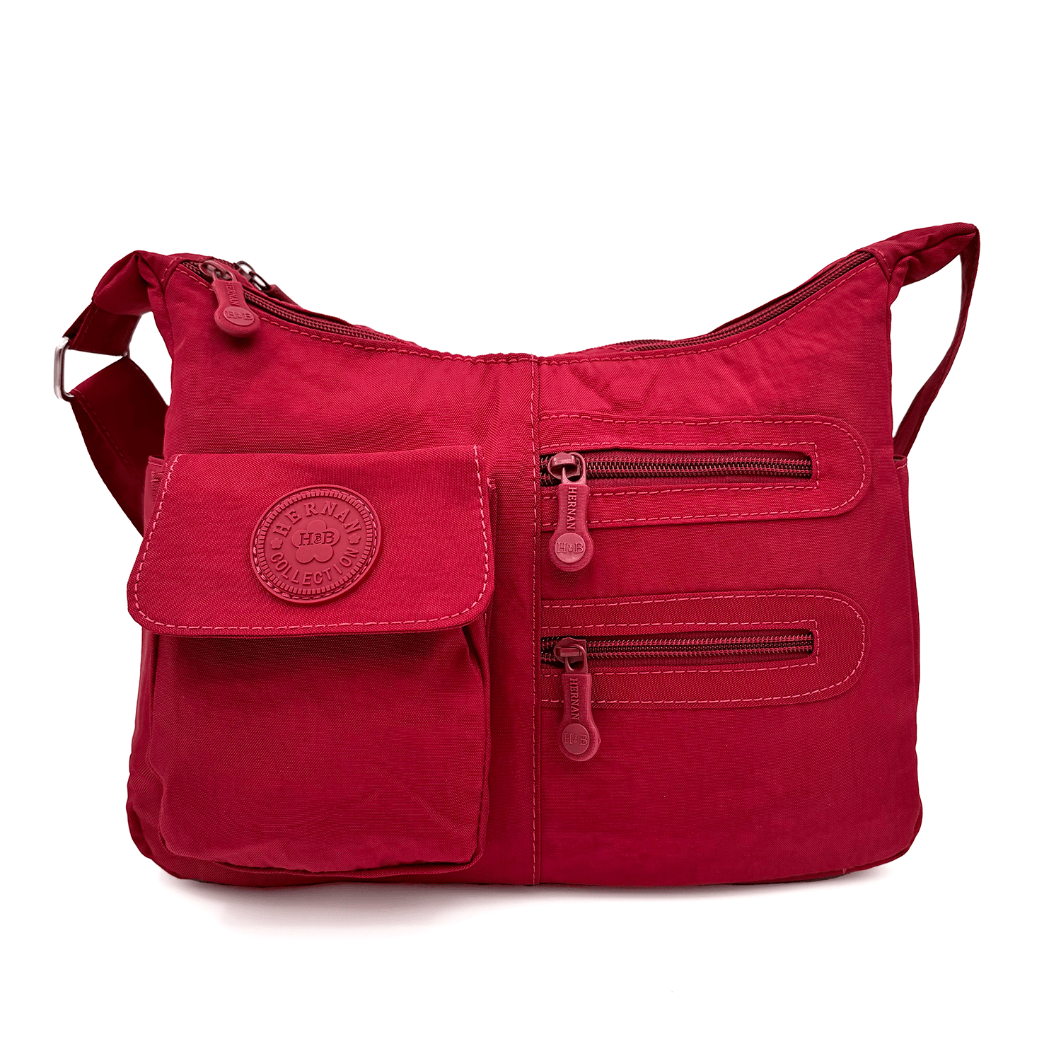 Чанта за през рамо от плат с 2 големи отделения - червена