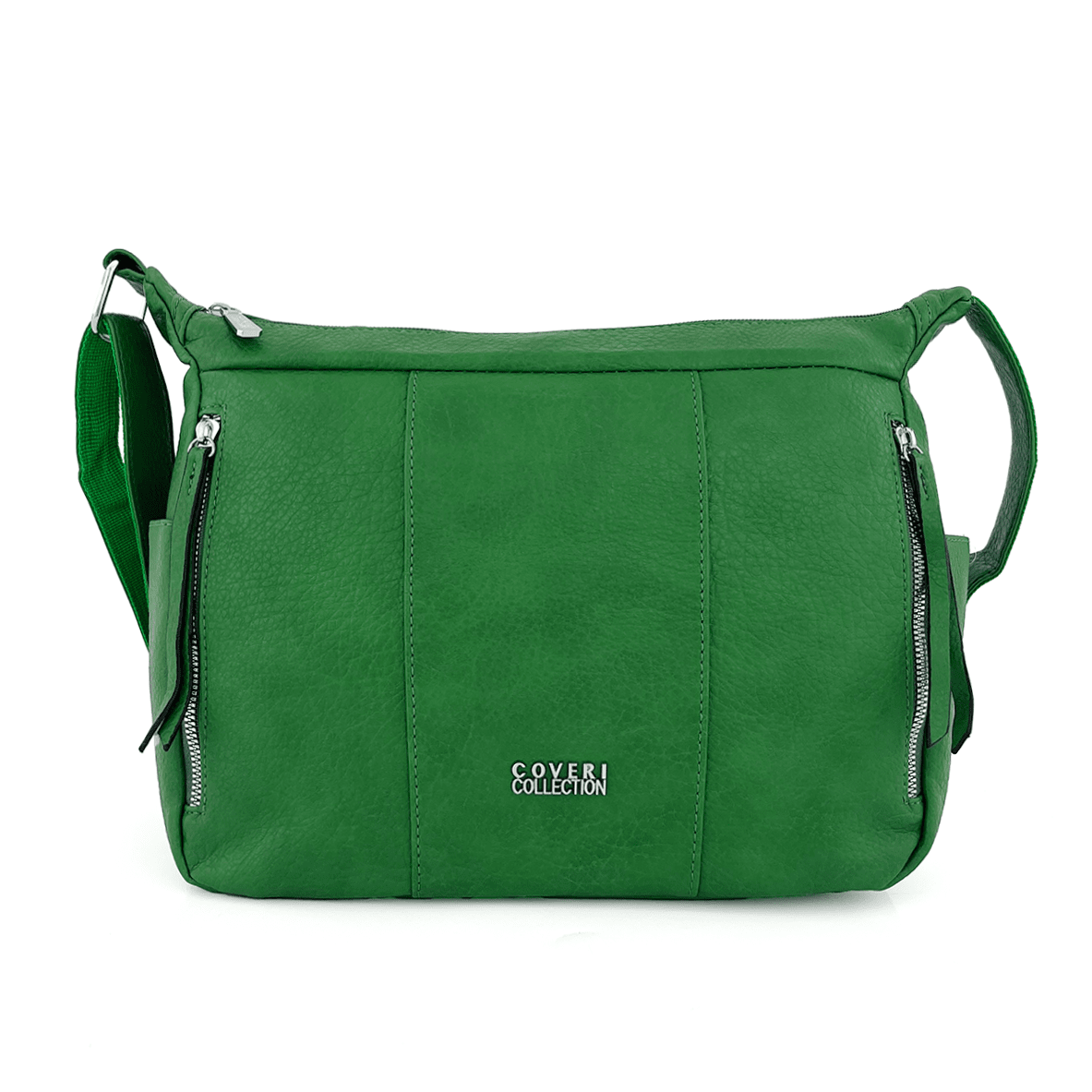 Чанта за през рамо с 2 отделения и много джобове - зелена 
