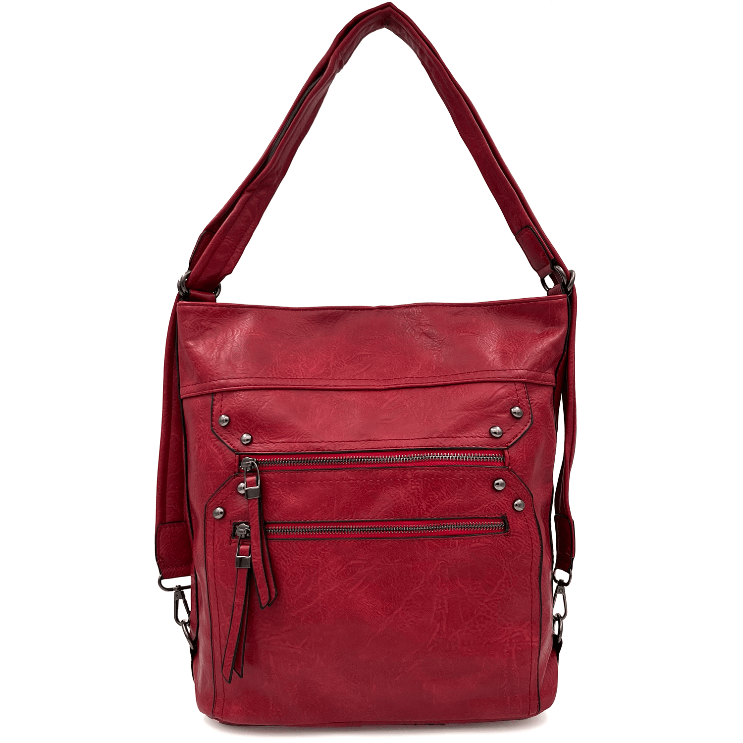 2 в 1 - Голяма чанта и раница - червена 