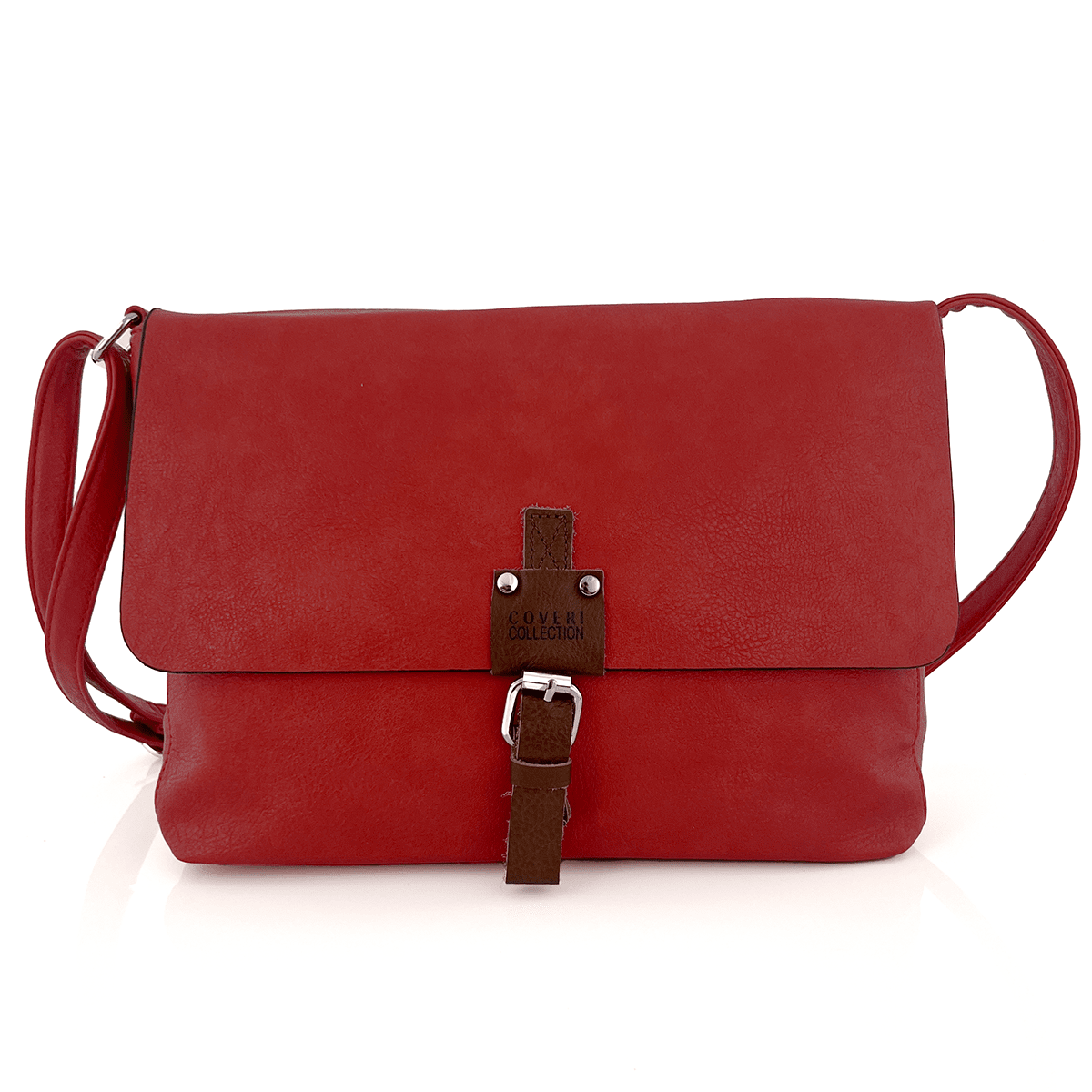 Дамска чанта за през рамо с детайли - червена