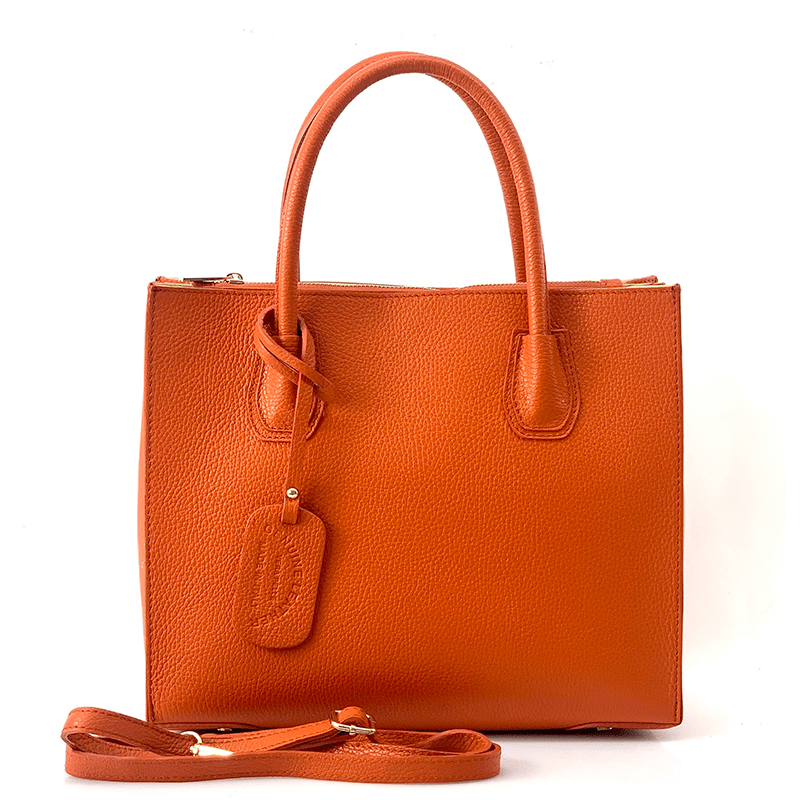 Елегантна чанта от естествена кожа Bianca - папая 