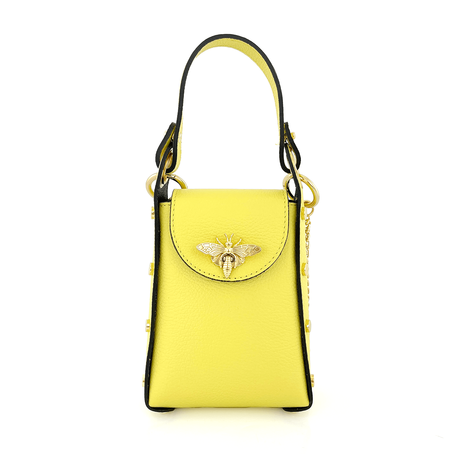 Дамска чантичка с 2 дръжки от естествена кожа Azzurra  - жълта