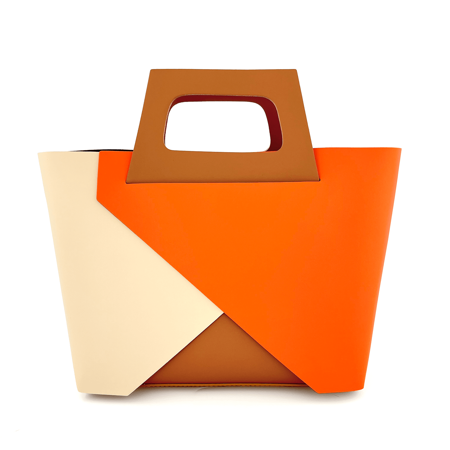Дамска чанта от естествена кожа Gida - оранжево/бежово/керемидено кафяво