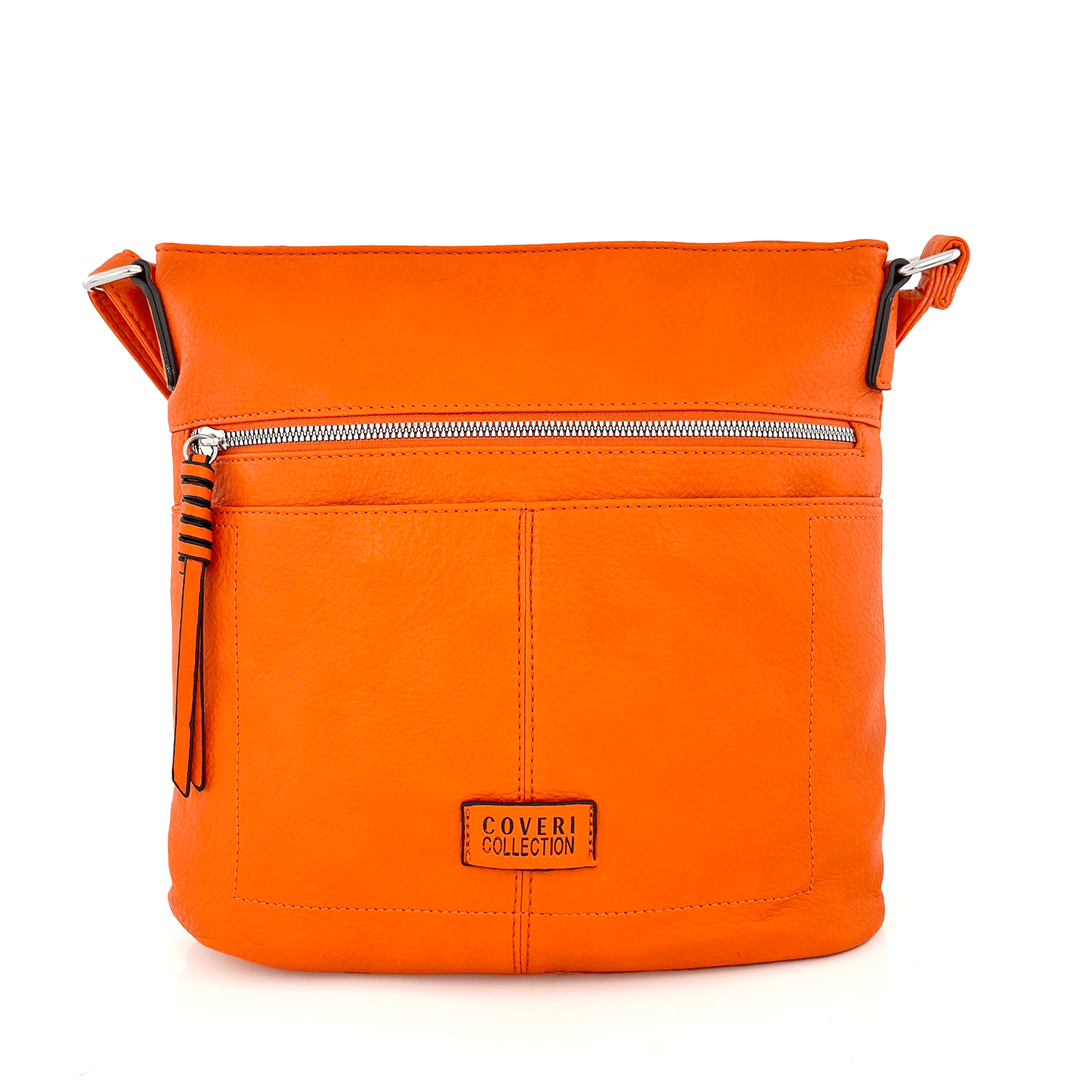 Дамска чанта за през рамо с много джобчета - оранжева 