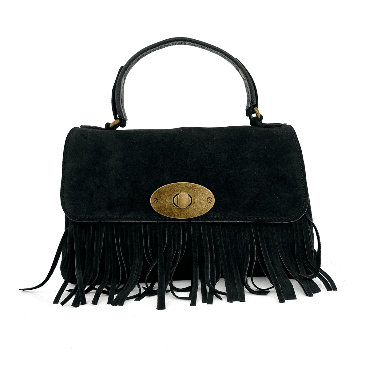Дамска чанта от естесвен велур - черна 