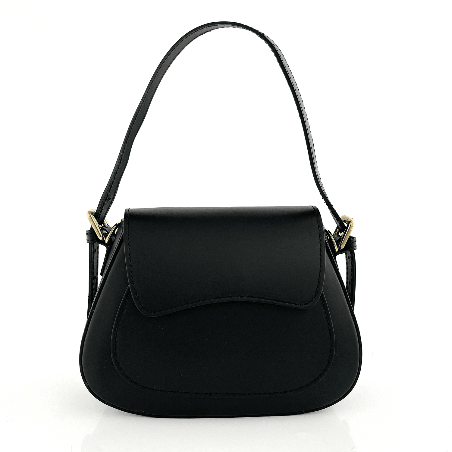 Луксозна чанта от естествена кожа с 2 дръжки Italina - черна 