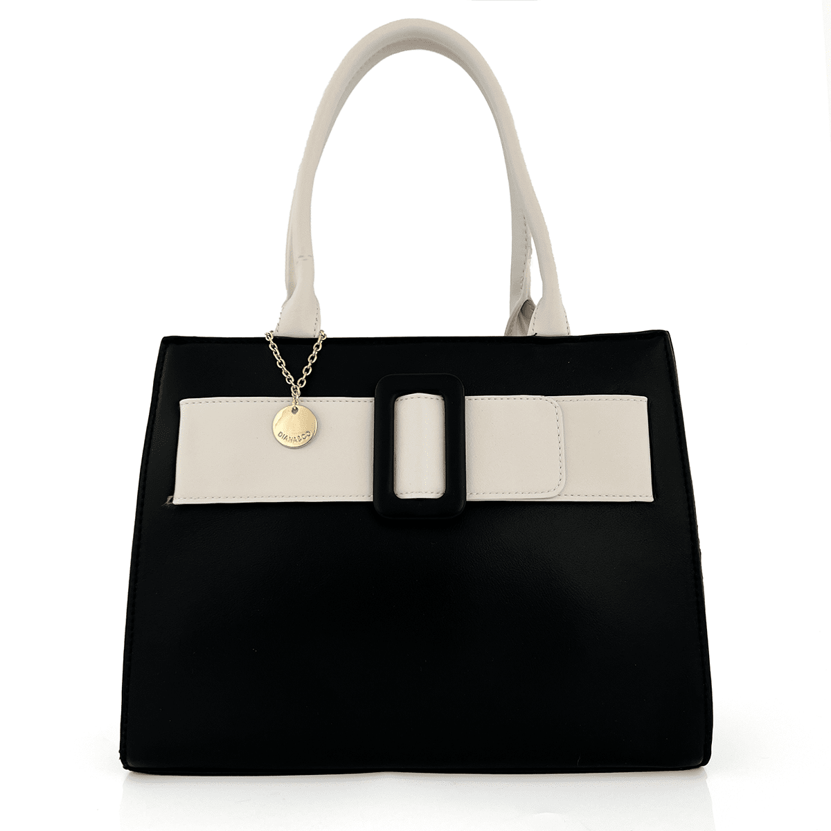 Diana & Co - Луксозна дамска чанта - черно/бяло