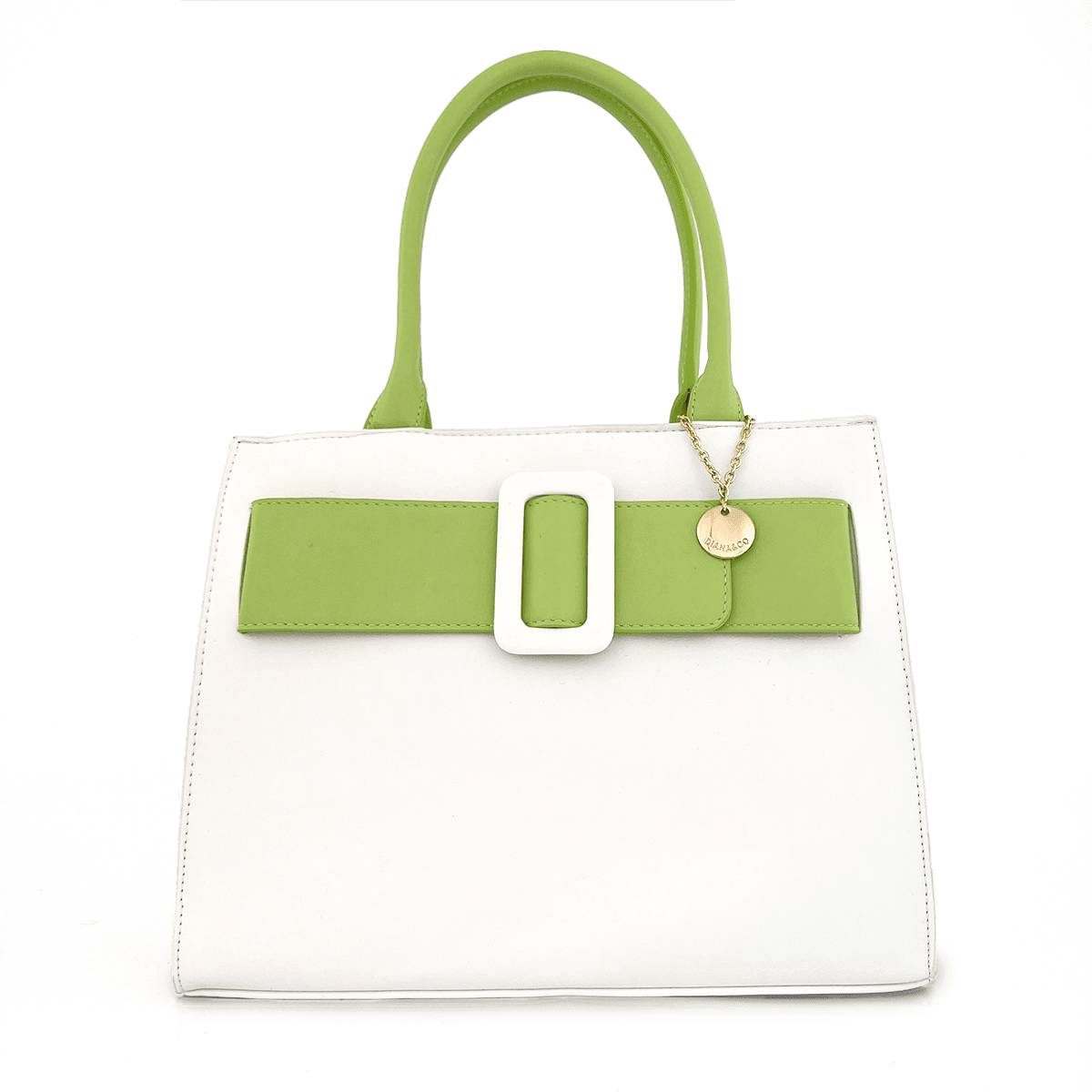 Diana & Co - Луксозaна дамска чанта - бяло/зелено
