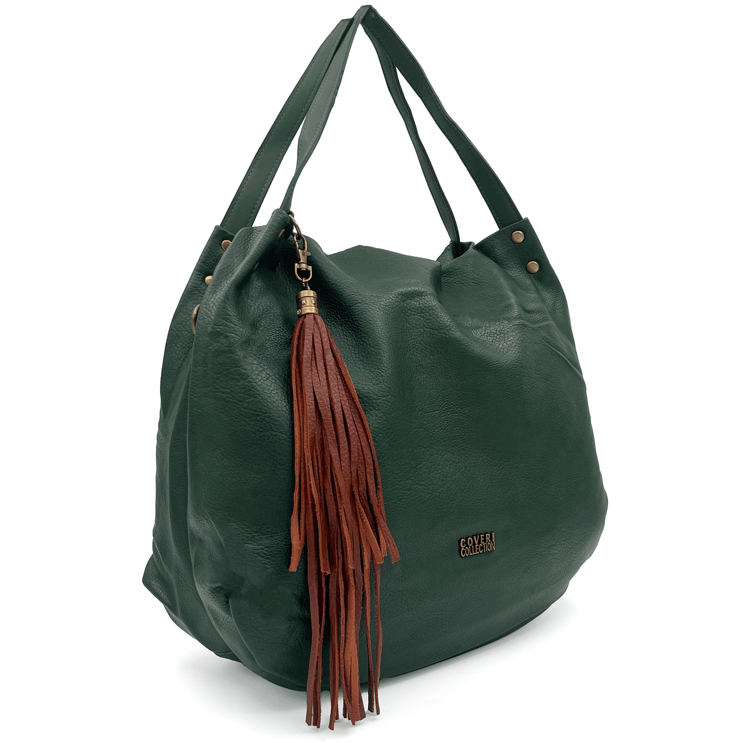 Удобна чанта тип торба с много джобове - тъмно зелена 